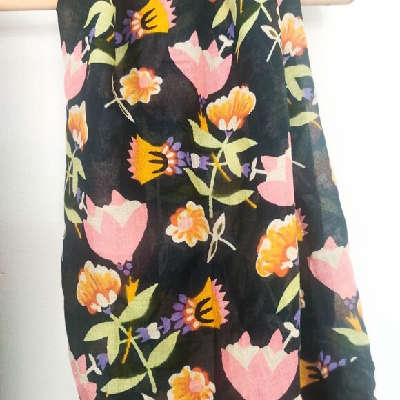 Anthropologie Saachi Floral Tassel Square Scarf OS - Picture 4 of 9